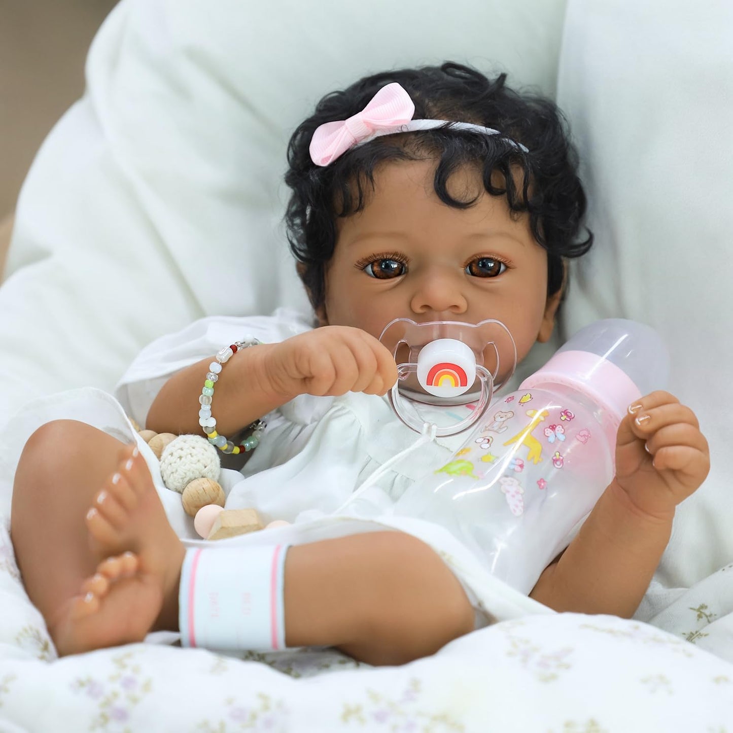Scom Reborn Baby Dolls Black Girl- 18 Inch Realistic Newborn Doll Newborn Dolls African American Real Life Baby Gift For Kids Ag