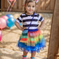 Ccjrlm Rainbow Tutu Dress For Girls, Birthday Girl Outfit Set Costumes With Headband And Bag Christmas Outfits 3-8Y