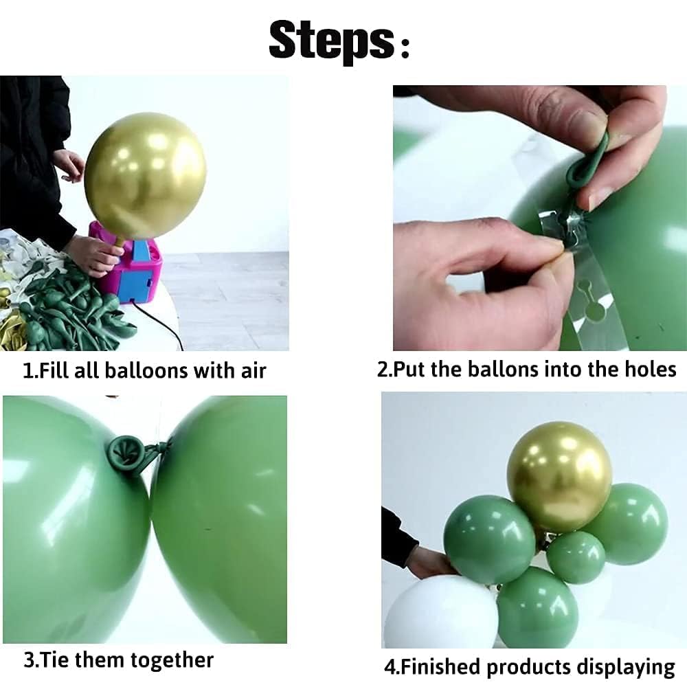 137Pcs Sage Green Balloon Garland Arch Kit White Gold Confetti Balloons Retro Green Balloon And Gold Metallic Chrome Latex Ballo
