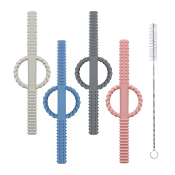 4 Pack Handle Hollow Teethers Tubes (6.8 ' ' Long) Teething Toys For Babies 0-6 Months - Bpa Free