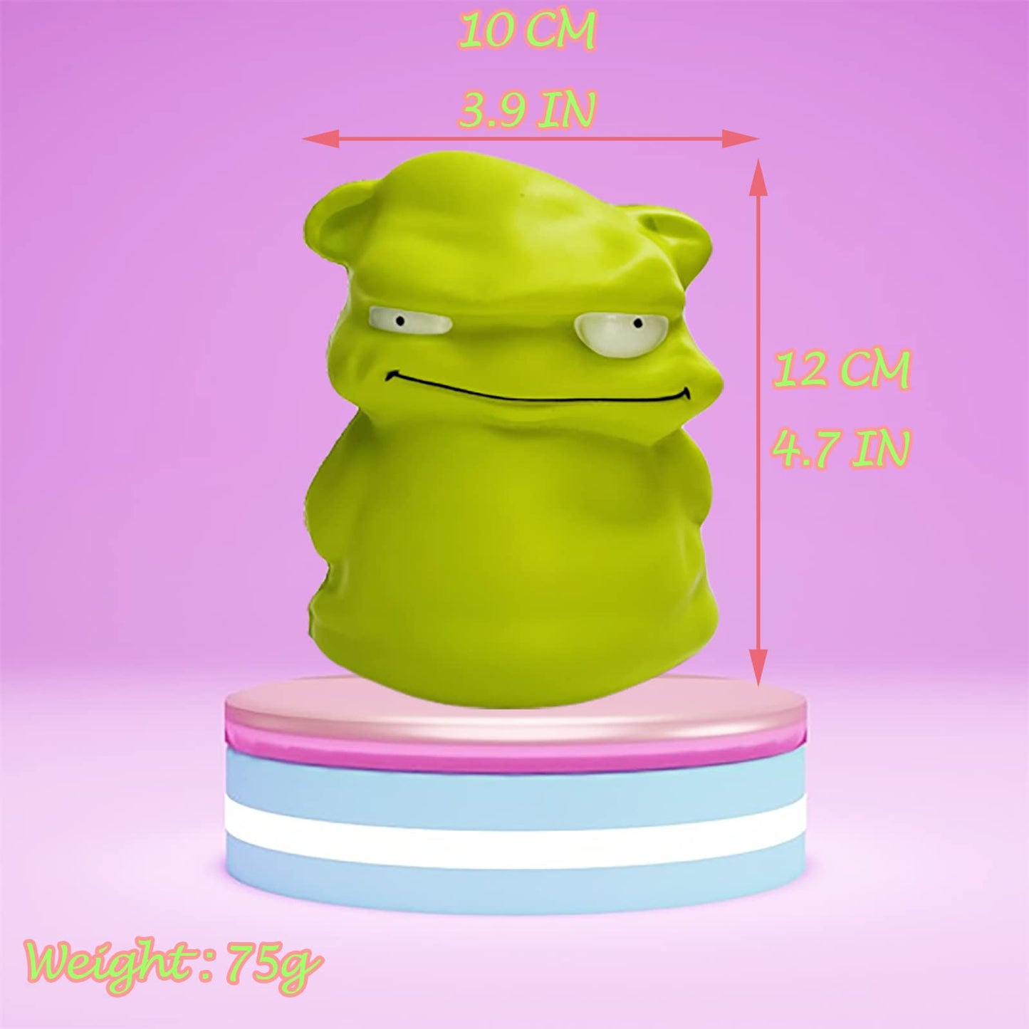 Funnysquee Adorable Mini Green Monster Slow Rising Squishy, Stress Relief, Fun For Kids, In Convenient 4.7' Size