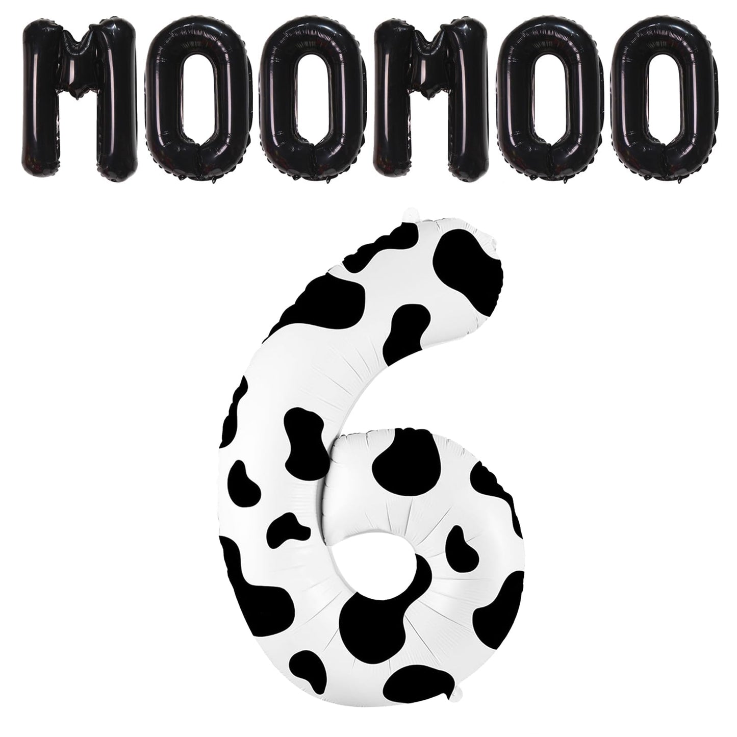 Sinbee Cow Print 40 Inch Balloon, Number 6, For Birthday Decorations, Reusable, Unisex, Children'S Party Decor