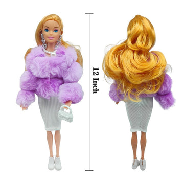 Flfuatt Stylish Fashions Girls Doll Toys, The Ultimate Fashionista Doll For Trendy Kids, 11.5 Inch Fashion Doll (Purple)