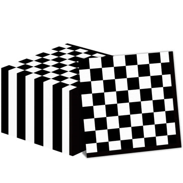 100 Pack Black And White Checkered Flag Party Napkins Disposable Race Car Birthday Party Supplies Racing Car Theme Party Paper Lunch Napkins For Baby Shower Kids Men Party Decorations Favors