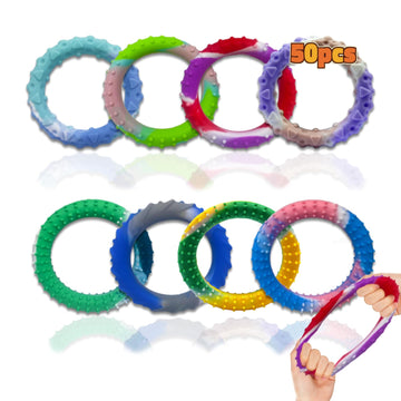 50Pcs Sensory Fidget Toys For Kids Adults-Stretchy Fidget Bracelet&Exture,Calming Autism Sensory Toys For Needs Autistic Childre