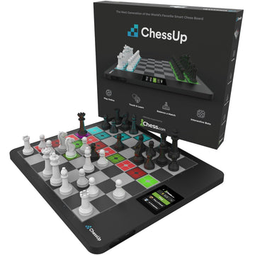 ChessUp 2 - Electronic Chess Board by Bryght Labs - Built-in WiFi  Chess Engine - Includes Chess Set TouchSense Pieces - Light Up Smart Chess Board - with AI  Lessons  Wireless Play & Companion App