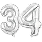 Flyloons 34 number Silver Foil Balloon 16 inch Size Birthday Decoration Items Pack of 2 | 34th Year Balloons | Thirty Four