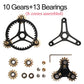 Pure Brass Fidget Spinner Gears Linkage Fidget Gyro Toy Metal Diy Hand Spinner Spins Long Time Edc Focus Meditation Break Bad Habits Adhd With Multiple Premium Bearings (13 Bearings Black)