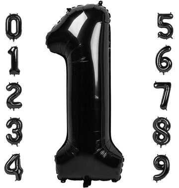 Number 1 Balloon 40 Inch Black Jumbo Mylar Foil Balloons For Girl Boy 1St 1 11 21 Birthday Decorations Baby Shower Photo Shoot,