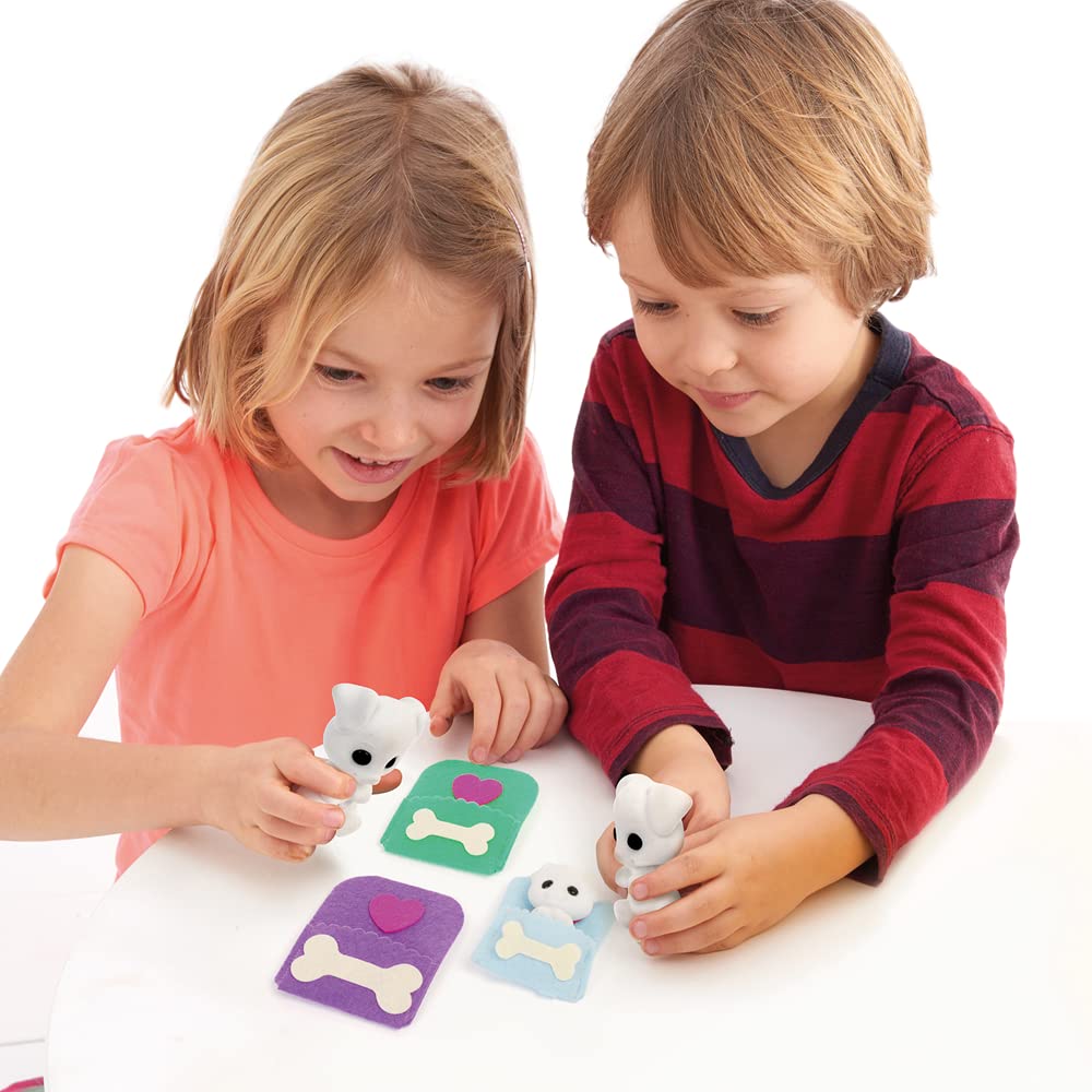 PlayMonster Fuzzikins - Dozy Dogs - Fuzzy Coloring Arts & Crafts and Toy - Design It and Redesign It - For Ages 4+, Pink/Blue/Ye