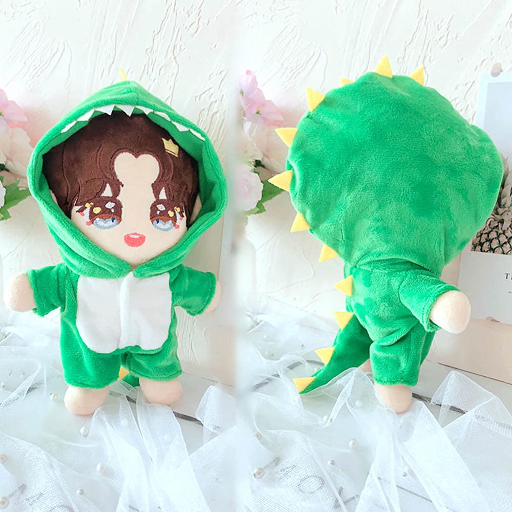 Niannyyhouse Dinosaur Suit 20Cm(7.8In) Plush Doll Clothes Onesies + Shoe 2-Piece Set Green Pajamas (Green)
