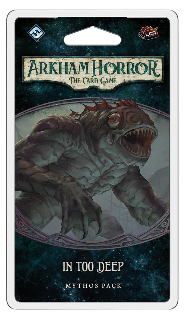 Arkham Horror The Card Game In Too Deep Mythos Pack - Unravel The Innsmouth Conspiracy! Cooperative Living Card Game, Ages 14+,