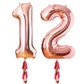 Party Town 16 inches Rose Gold Number helium foil balloons for Birthday/Anniversary party decoration (Number 12)