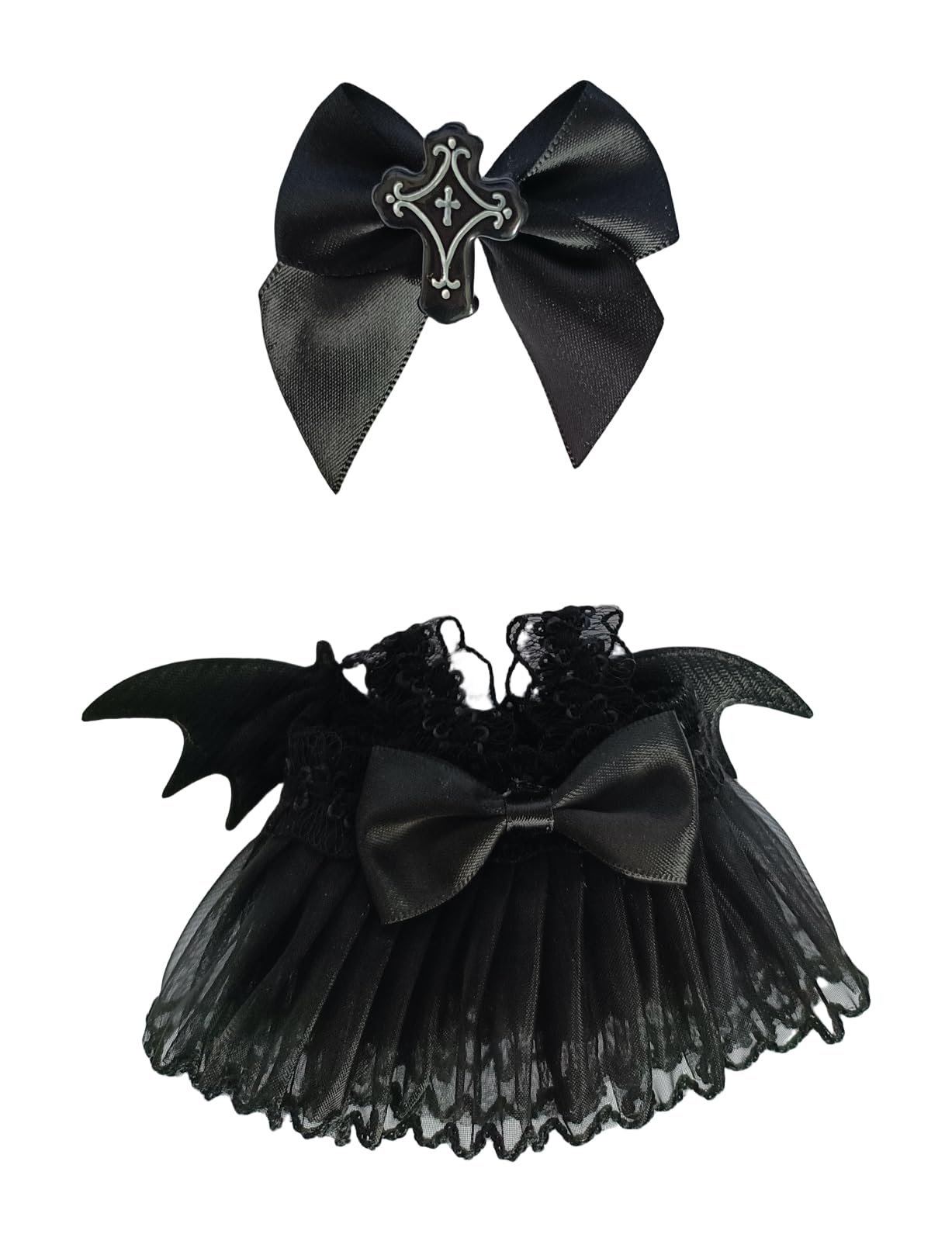 Doll Outfit Clothes Set for 17cm Dolls  enhanced Fashion Halloween Black Bat Dress Jumpsuit for Dolls Accessories (NO Doll) (Black Dress)
