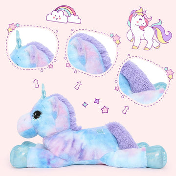 Tezituor 43In Giant Unicorn Plush Toys,Big Rainbow Purple Unicorn Stuffed Animals,Lovely Unicorn Birthday Decorations For Children,Great Unicorns Gifts For Girls.