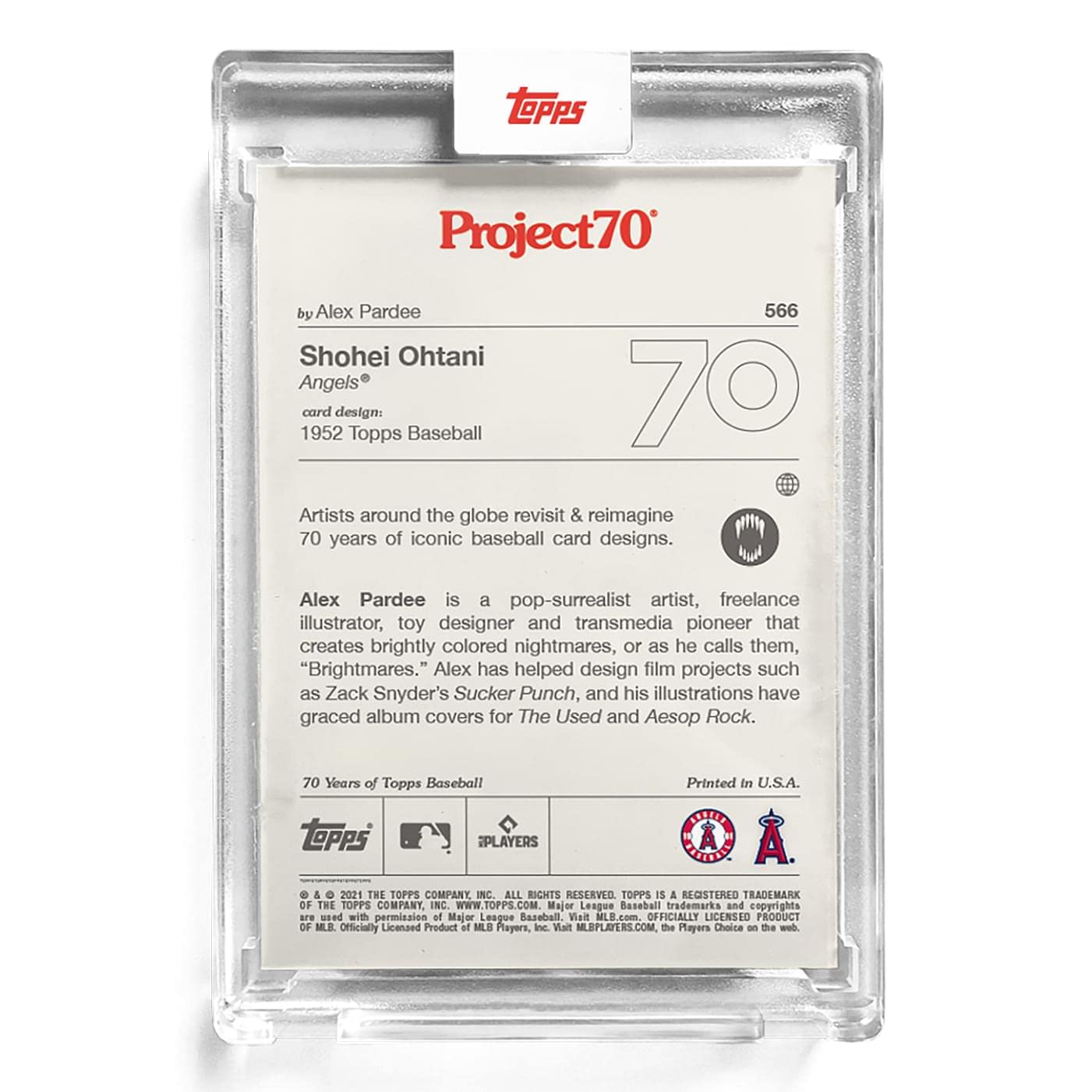 Toynk Topps Project70 Card 566 | 1952 Shohei Ohtani by Alex Pardee | Red | One Size | Paper