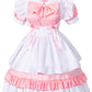 Girl Sweet Kawaii Costume Dress Anime French Maid Cosplay Furry Cat Ear Gloves Socks Set(Pink M)