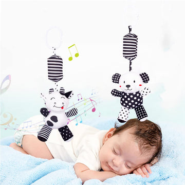 Baby Car Seat Toys, Black White Stroller Toy Stretch Baby Spiral Plush Toys, Hanging Rattle Toys For Crib Mobile, Newborn Sensor