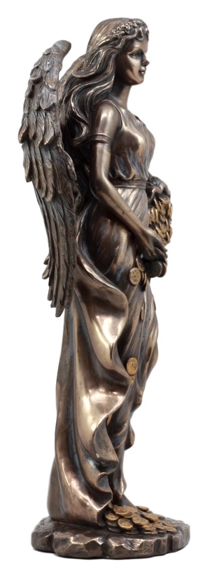 Ebros Gift Roman Greek Goddess Fortuna With Bountiful Gold Coins Statue 11.5' H Tyche Lady Of Fate Fortune Prosperity Providence Figurine