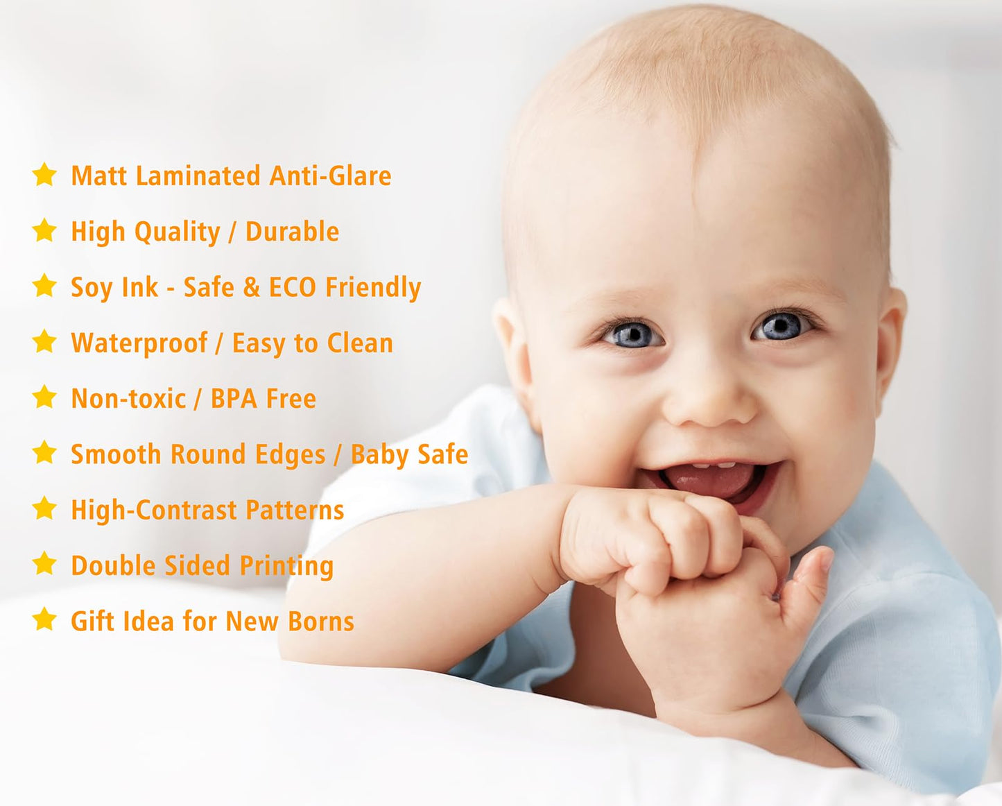 Zazzykid Baby Visual Stimulation Flash Cards: 50 Pages Black And White High Contrast Baby Cards 0-3 Months Newborn Sensory And Brain Development Toys