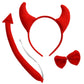 Dzrige Devil Costume Accessories Set - Red Horn Headband, Tail, Bowtie, 19 cm/7.5 inch, Cloth for Halloween, Masquerade, Cosplay