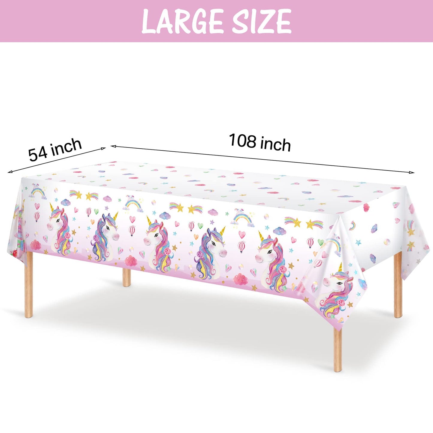 3 Pieces Unicorn Table Cloth Covers Disposable Unicorn Table Covers Larger Plastic Unicorn Tablecloths Rectangle Table Covers fo