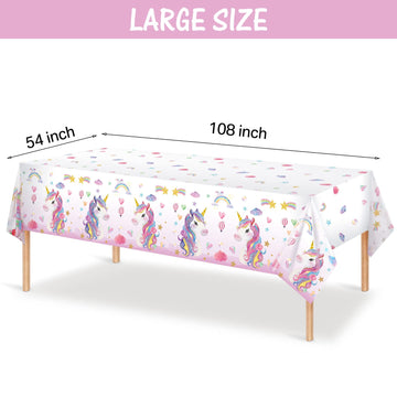 3 Pieces Unicorn Table Cloth Covers Disposable Unicorn Table Covers Larger Plastic Unicorn Tablecloths Rectangle Table Covers fo