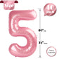 Pearlescent Pink 5 Balloon, Number Balloons 40 Inch, 5Th Birthday Balloon Decorations, Pastel Pink Party Supplies, 5 Number Ball
