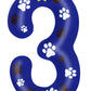 ElekFX Blue Dog Paw Birthday Candles, Number 3 Dog Patrol Birthday Party Supplies, 2.76 inch Paw Cake Topper Decorations, Birthd