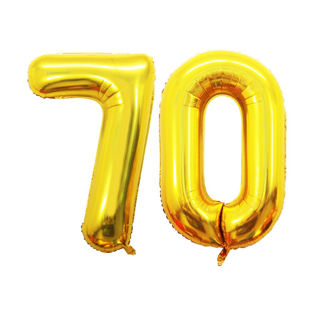 GOER Number 70 Balloons for 70th Birthday Party Decorations,42 Inch Jumbo Foil Helium Balloons for 70th Anniversary (Gold)