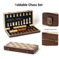 Chess Set 15'' Chess Board Wooden Magnetic Folding Chess Board Set For Adults & Kids Checkers Game For Kids Portable Travel Ches