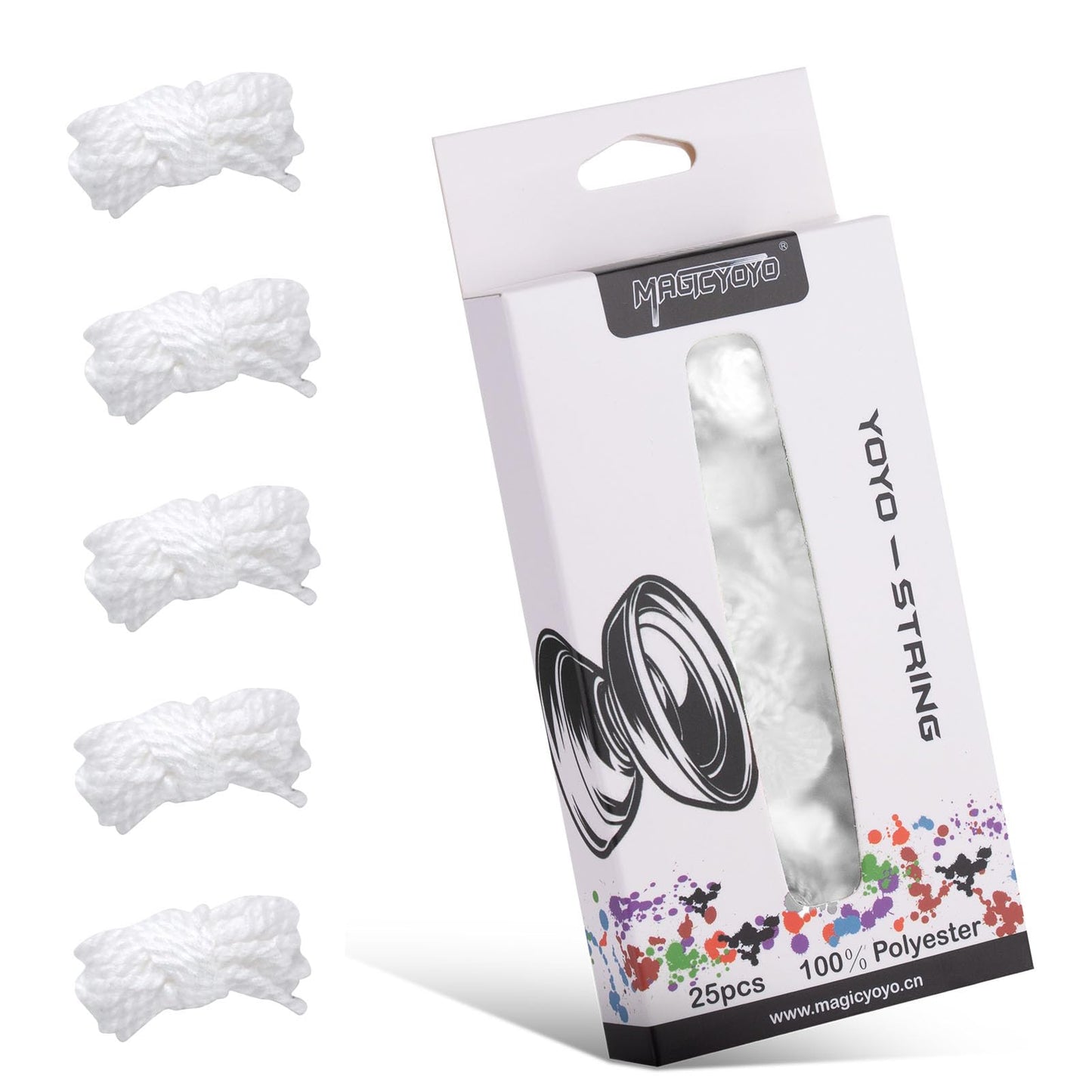 Magicyoyo 100% Polyester Professional Yoyo Strings For Responsive And Non Responsive Yoyos - Pack Of 25 Color White