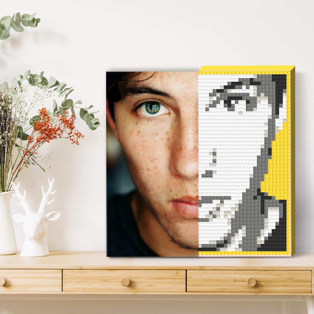 Personalized Mosaic Portrait Custom Building Kit Bricks Art Set Customized Your Own Photo Picture Unique Gift (Large/15.7x15.7)