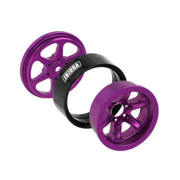 INJORA 1.3 Aluminium Beadlock Wheel Rims - Negative Offset -4.05mm for TRX4M SCX24 Upgrade 1/24 1/18 RC Crawler Car(Purple)
