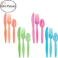 Tiger Chef Neon Glow In The Dark Party Supplies - Hard Plastic Cutlery In Pink, Blue, Green and Orange - 384 Pieces