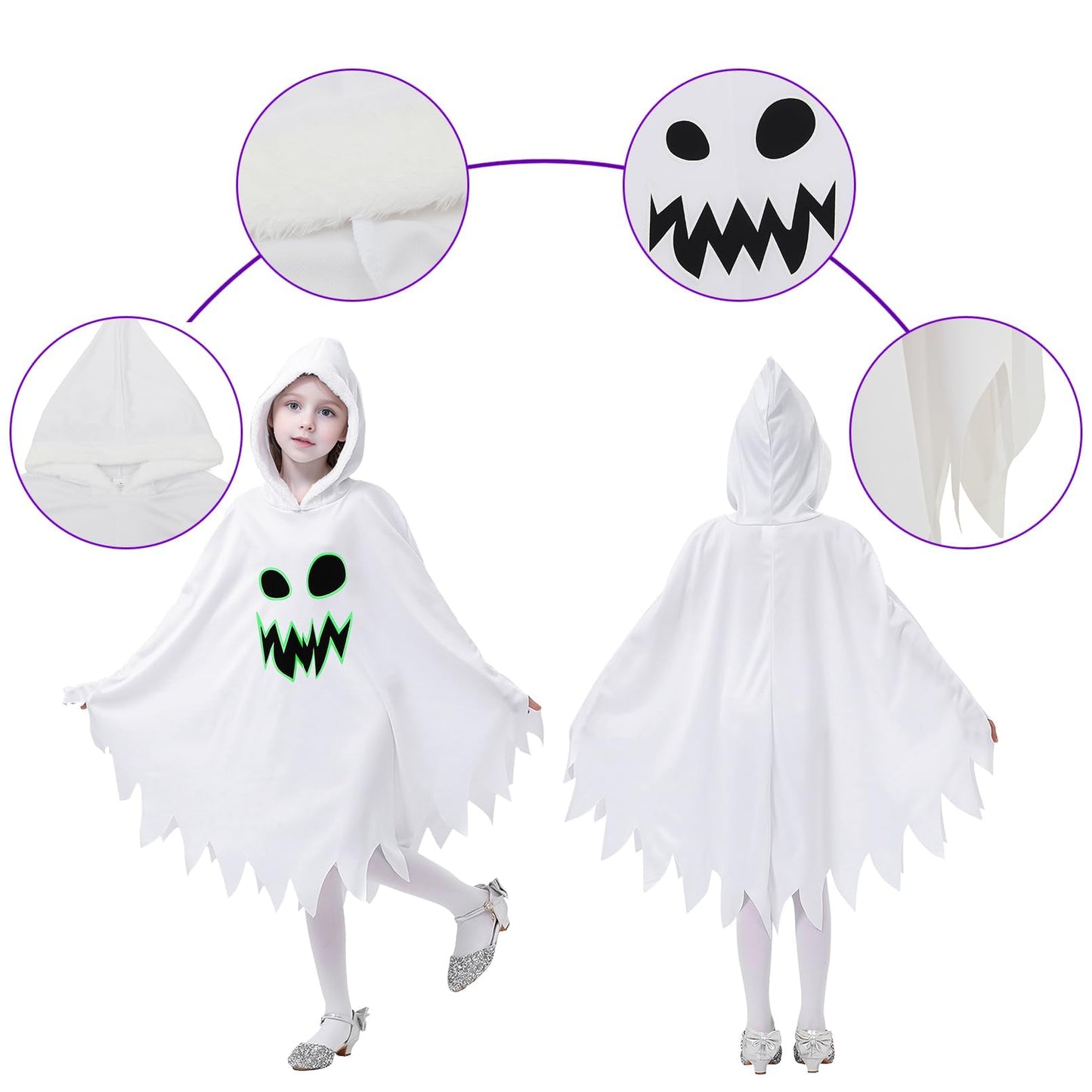 Eozy White Ghost Costume Kids Girls Halloween Scary Cosplay Fancy Dress
