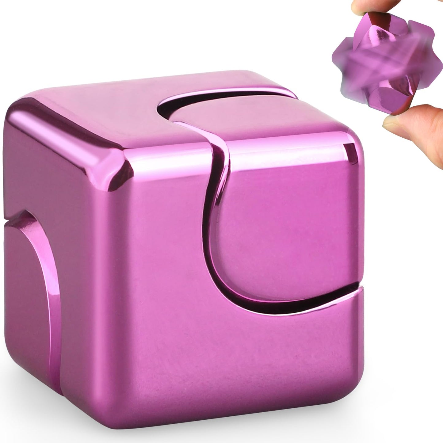 Dilabnba Fidget Spinner Cube Toys For Kids Adults, Metal Edc Sensory Focus 2 In 1 Toy, Mini Gadget Finger Toy Stress Relief Easter Stuff Desktop For Boy Girl Woman (Pink)