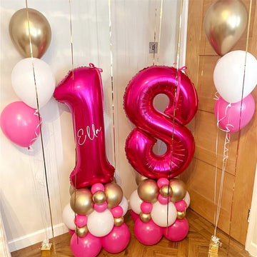 8 Balloon Number Hot Pink 8 Birthday Balloon 40 Inch Foil Mylar Large 8 Balloon Numbers For Birthday Party Anniversary Festival