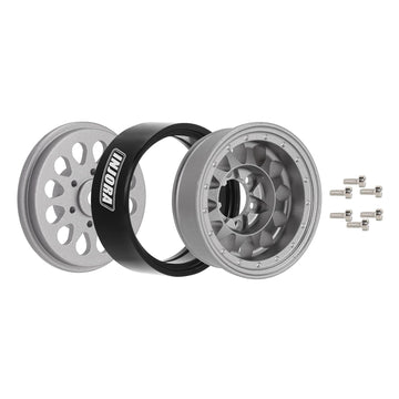 INJORA 1.0 Plus Beadlock Wheel - Aluminium Rims for SCX24 TRX4M FCX24 1/24 1/18 RC Crawler(Grey)