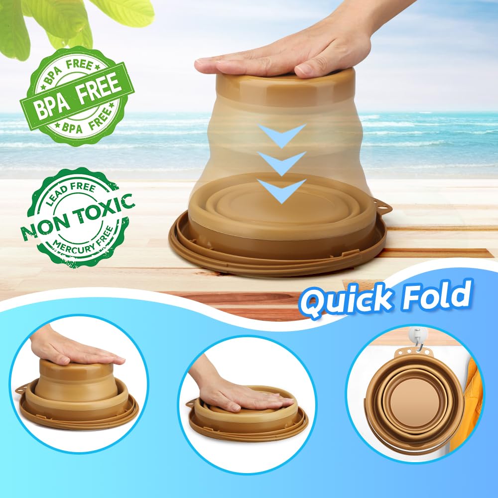 Dilabnba Collapsible Beach Buckets Set Toys, Easter Eggs Buckets, 3PCS 2.5 L Portable Silicone Foldable Pails for Camping Sandbo