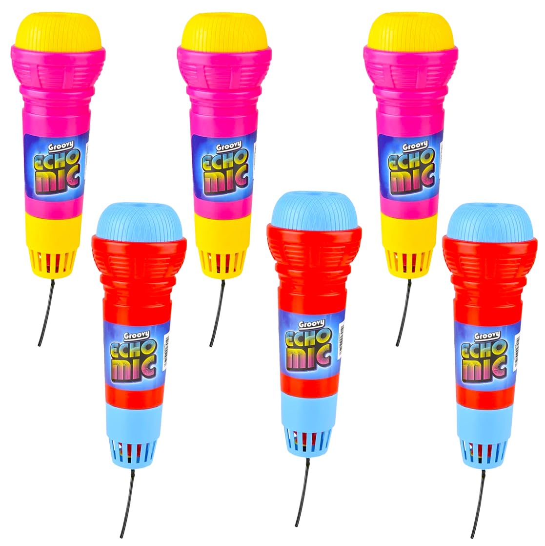 Chochkees Echo Mic, Kids Echo Microphones in, Durable and Lightweight, Fun Play Toys, Fun Music Party Favor, 9.5 Inches (6-Pack)