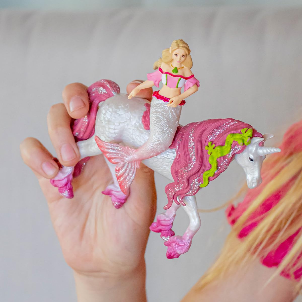Schleich Bayala, 3-Piece Playset, Mermaid Toys For Girls And Boys 5-12 Years Old, Mermaid Feya Riding Underwater Unicorn, Pink