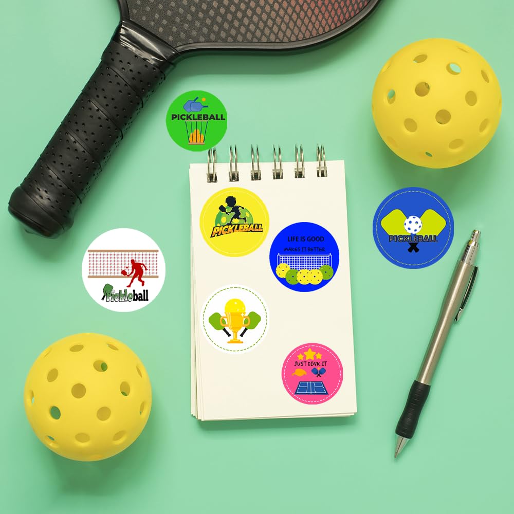Oringaga 500 Pieces Pickleball Themed Party Decorations Labels Roll Stickers-Pickleball Sport Party Supplies Decorations Birthda