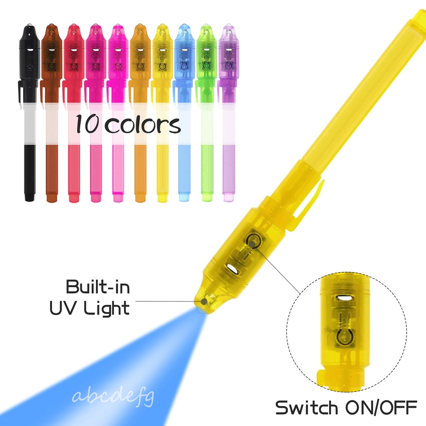 EODVICS Invisible Ink Pens - 10 Pack Magic Spy Pens for Secret Messages, Birthday Parties, Halloween Goodies