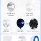 Haolongfa Navy Blue And Silver Balloons,12 Inch 60Pcs Navy Blue Balloons With Silver Confetti Balloons,Pearl White Latex Balloon