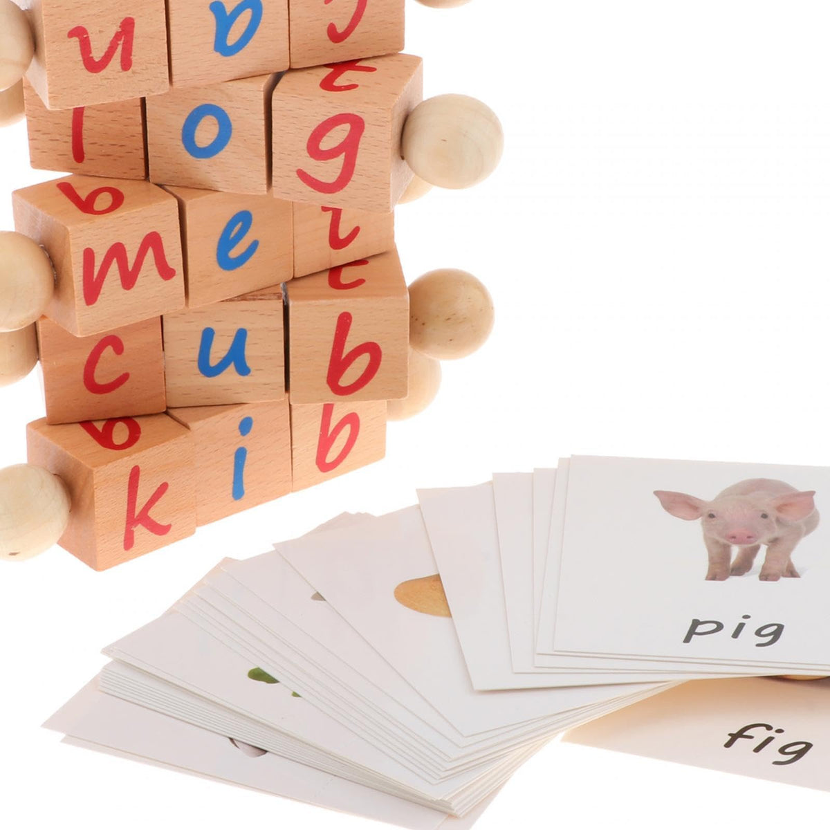 MERISHOPP Wood Reading Blocks Flash Cards Spelling Games for Baby Preschool Boys Girls| Baby Learning Toy | Infant Activity Toy 