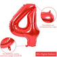 Toniful 40 Inch Red Large Numbers Balloons 0-9, Number 4 Digital 4 Helium Balloons, Foil Mylar Big Number Balloons For Birthday