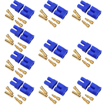 10Sets Ec2 Battery Connector Rc Adapter Gold-Plated 2.0Mm 2Mm Banana Plug Bullet Connector For Rc Lipo Battery