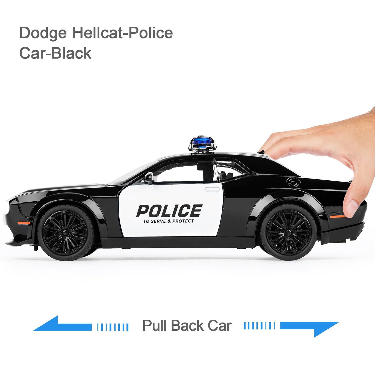 SASBSC Police Car Toys for Boys Age 3-12 1:22 Hellcat Toy Cars Diecast Metal Car Model with Light & Sound Collectable Muscle Car