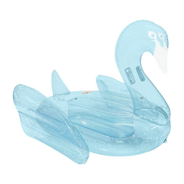 Funboy Giant Inflatable Clear Blue Swan Pool Float, Transparent Blue Color, Luxury Float For Summer Pool Parties And Entertainment